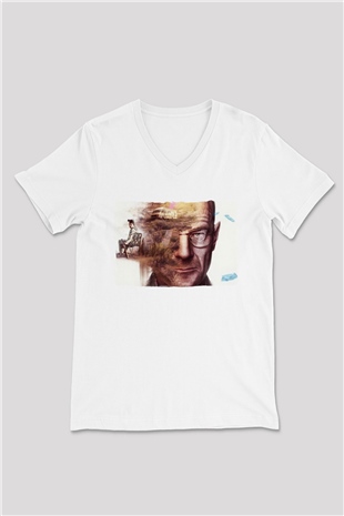 Breaking Bad Heisenberg Heisenberg Beyaz Unisex V Yaka Tişört