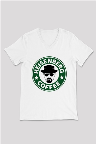 Breaking Bad Heisenberg Heisenberg Coffe Beyaz Unisex V Yaka Tişört T-Shirt