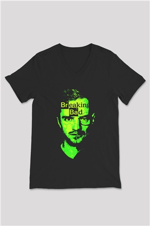 Breaking Bad Heisenberg Siyah Unisex V Yaka Tişört T-Shirt