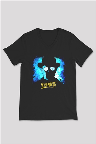 Breaking Bad Heisenberg Siyah Unisex V Yaka Tişört T-Shirt