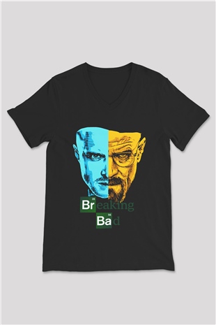 Breaking Bad Heisenberg Siyah Unisex V Yaka Tişört T-Shirt