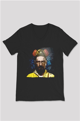 Breaking Bad Heisenberg Siyah Unisex V Yaka Tişört
