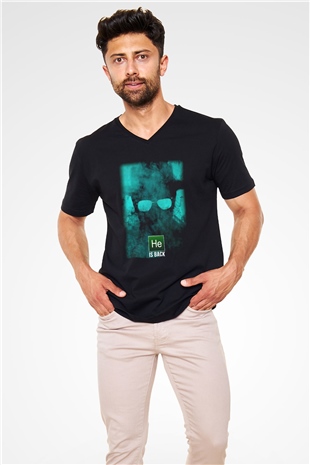 Breaking Bad Heisenberg Siyah Unisex V Yaka Tişört T-Shirt