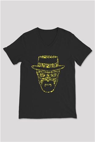 Breaking Bad Heisenberg Siyah Unisex V Yaka Tişört