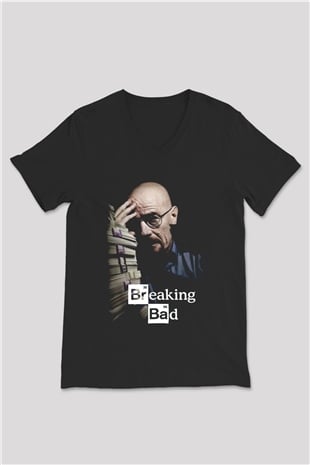 Breaking Bad Heisenberg Siyah Unisex V Yaka Tişört
