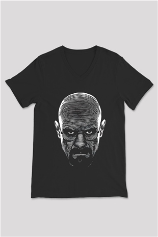 Breaking Bad Heisenberg Siyah Unisex V Yaka Tişört T-Shirt