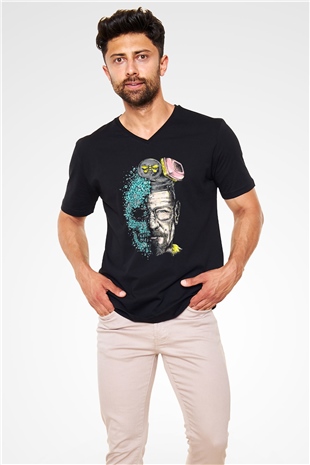 Breaking Bad Heisenberg Siyah Unisex V Yaka Tişört T-Shirt