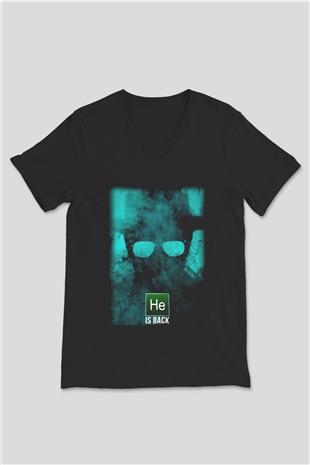 Breaking Bad Heisenberg Siyah Unisex V Yaka Tişört T-Shirt