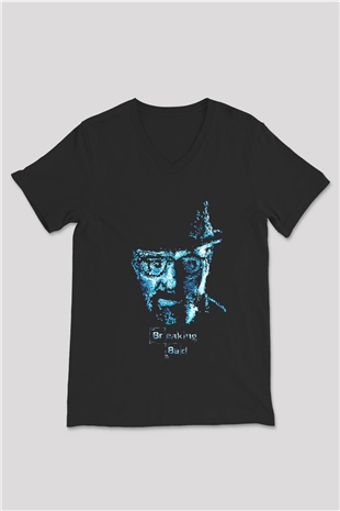 Breaking Bad Heisenberg Siyah Unisex V Yaka Tişört T-Shirt