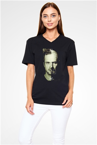 Breaking Bad Heisenberg Siyah Unisex V Yaka Tişört