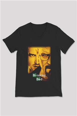 Breaking Bad Heisenberg Siyah Unisex V Yaka Tişört T-Shirt