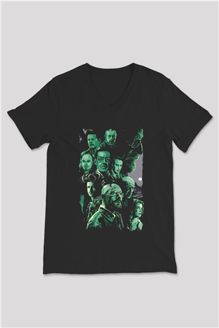 Breaking Bad Heisenberg Siyah Unisex V Yaka Tişört
