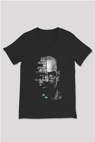 Breaking Bad Heisenberg Siyah Unisex V Yaka Tişört