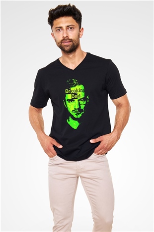 Breaking Bad Heisenberg Siyah Unisex V Yaka Tişört T-Shirt