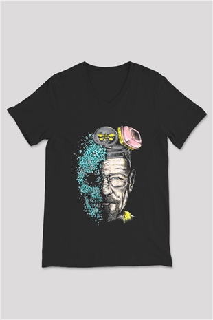 Breaking Bad Heisenberg Siyah Unisex V Yaka Tişört T-Shirt
