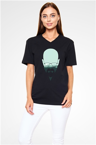 Breaking Bad Heisenberg Siyah Unisex V Yaka Tişört T-Shirt