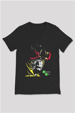 Breaking Bad Heisenberg Siyah Unisex V Yaka Tişört T-Shirt