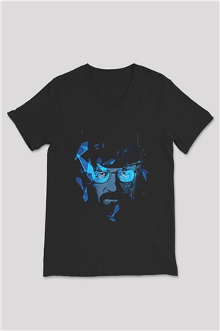 Breaking Bad Heisenberg Siyah Unisex V Yaka Tişört T-Shirt