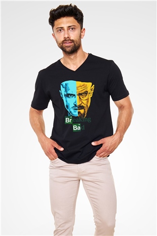 Breaking Bad Heisenberg Siyah Unisex V Yaka Tişört T-Shirt