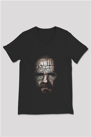 Breaking Bad Heisenberg Siyah Unisex V Yaka Tişört T-Shirt