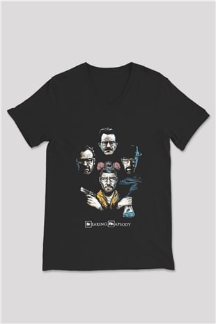 Breaking Bad Heisenberg Siyah Unisex V Yaka Tişört T-Shirt