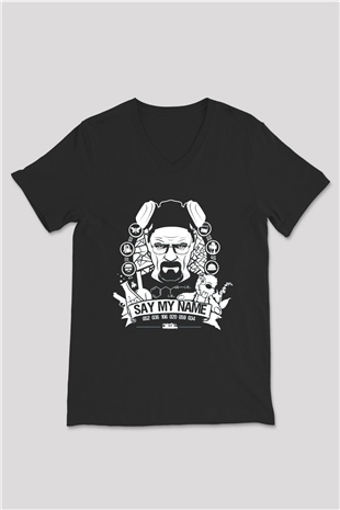 Breaking Bad Heisenberg Siyah Unisex V Yaka Tişört