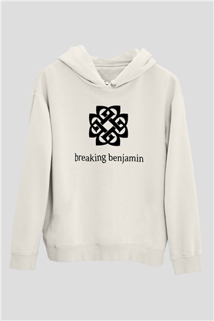 Breaking Benjamin Beyaz Unisex Kapşonlu Sweatshirt