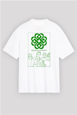 Breaking Benjamin Beyaz Unisex Oversize Tişört T-Shirt