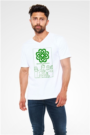 Breaking Benjamin Beyaz Unisex V Yaka Tişört T-Shirt