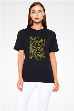 Brenda Marin Wartime Baskılı Unisex Siyah Tişört - Tshirt