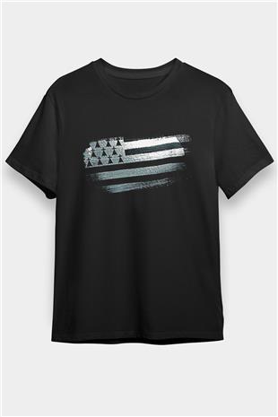 Bretonya - Brittany Bayrağı Baskılı Unisex Siyah Tişört