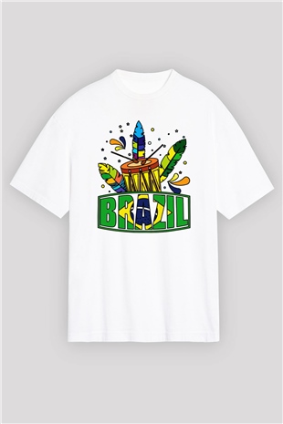 Brezilya Beyaz Unisex Oversize Tişört T-Shirt