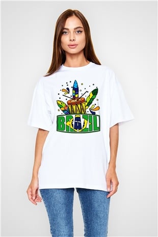 Brezilya Beyaz Unisex Oversize Tişört T-Shirt