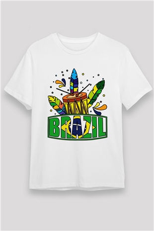 Brezilya Beyaz Unisex Tişört T-Shirt - TişörtFabrikası