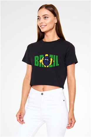 Brezilya Siyah Crop Top Tişört