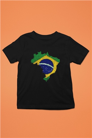 Brezilya Siyah Unisex Çocuk Tişört