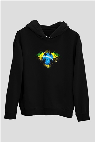 Brezilya Siyah Unisex Hoodie