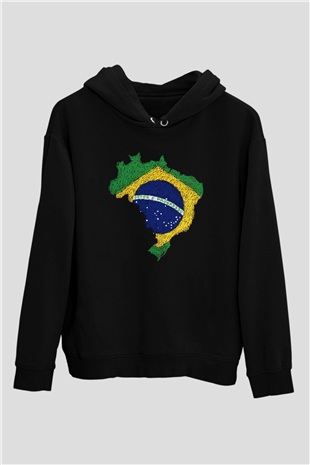 Brezilya Siyah Unisex Hoodie