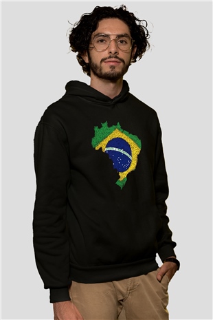 Brezilya Siyah Unisex Hoodie
