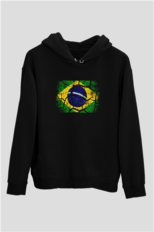 Brezilya Siyah Unisex Hoodie