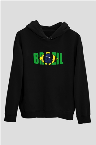 Brezilya Siyah Unisex Hoodie