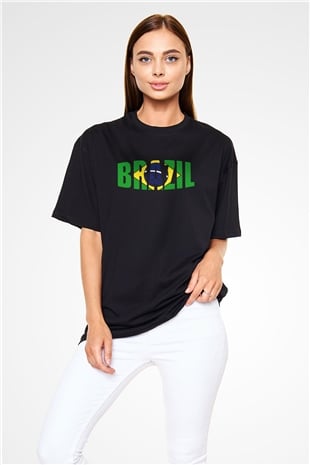 Brezilya Siyah Unisex Oversize Tişört T-Shirt