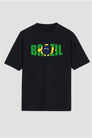Brezilya Siyah Unisex Oversize Tişört T-Shirt