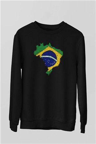 Brezilya Siyah Unisex Sweatshirt