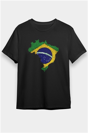 Brezilya Siyah Unisex Tişört T-Shirt - TişörtFabrikası