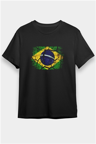 Brezilya Siyah Unisex Tişört T-Shirt - TişörtFabrikası
