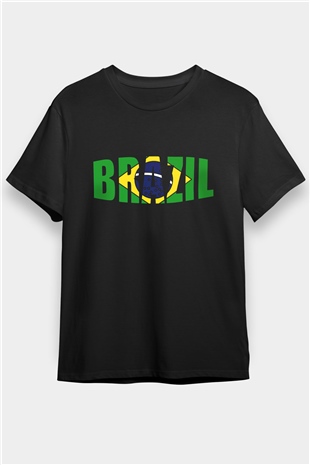 Brezilya Siyah Unisex Tişört T-Shirt - TişörtFabrikası