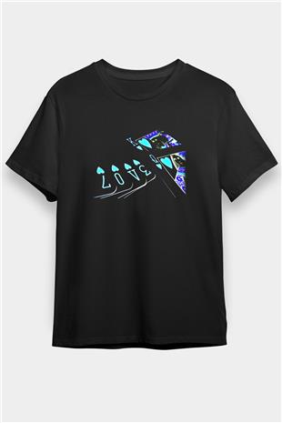 Briç Baskılı Unisex Siyah Tişört - Tshirt