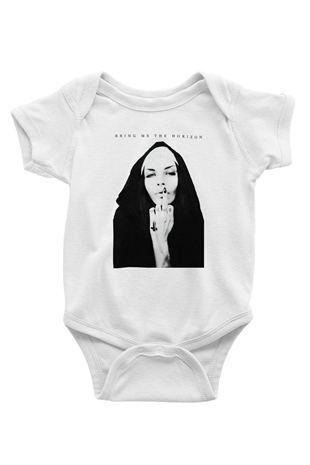 Bring Me the Horizon Baskılı Beyaz Unisex Bebek Body - Zıbın