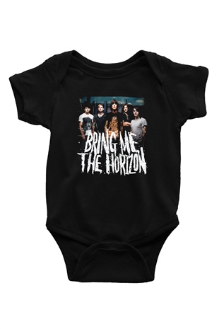 Bring Me the Horizon Baskılı Siyah Bebek Body - Zıbın